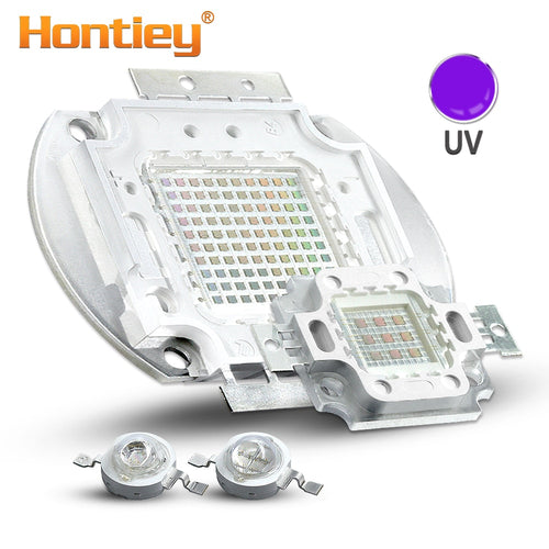 Hontiey UV Purple High Power LED Chip 360Nm 375Nm 385Nm 395Nm 405Nm UVA UVB Lighting Beads 3 5 10 20 30 50 100 watts Matrix 3D